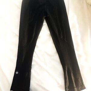 Lululemon Sz 4 Blk Stretch Waist Leggings Back Zip Pocket 2 inside Yoga Pilates